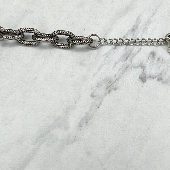 Chicos Silver Tone Chunky Metal Plastic Long Chain Link Statement Necklace 45" ✨ - Picture 3 of 11